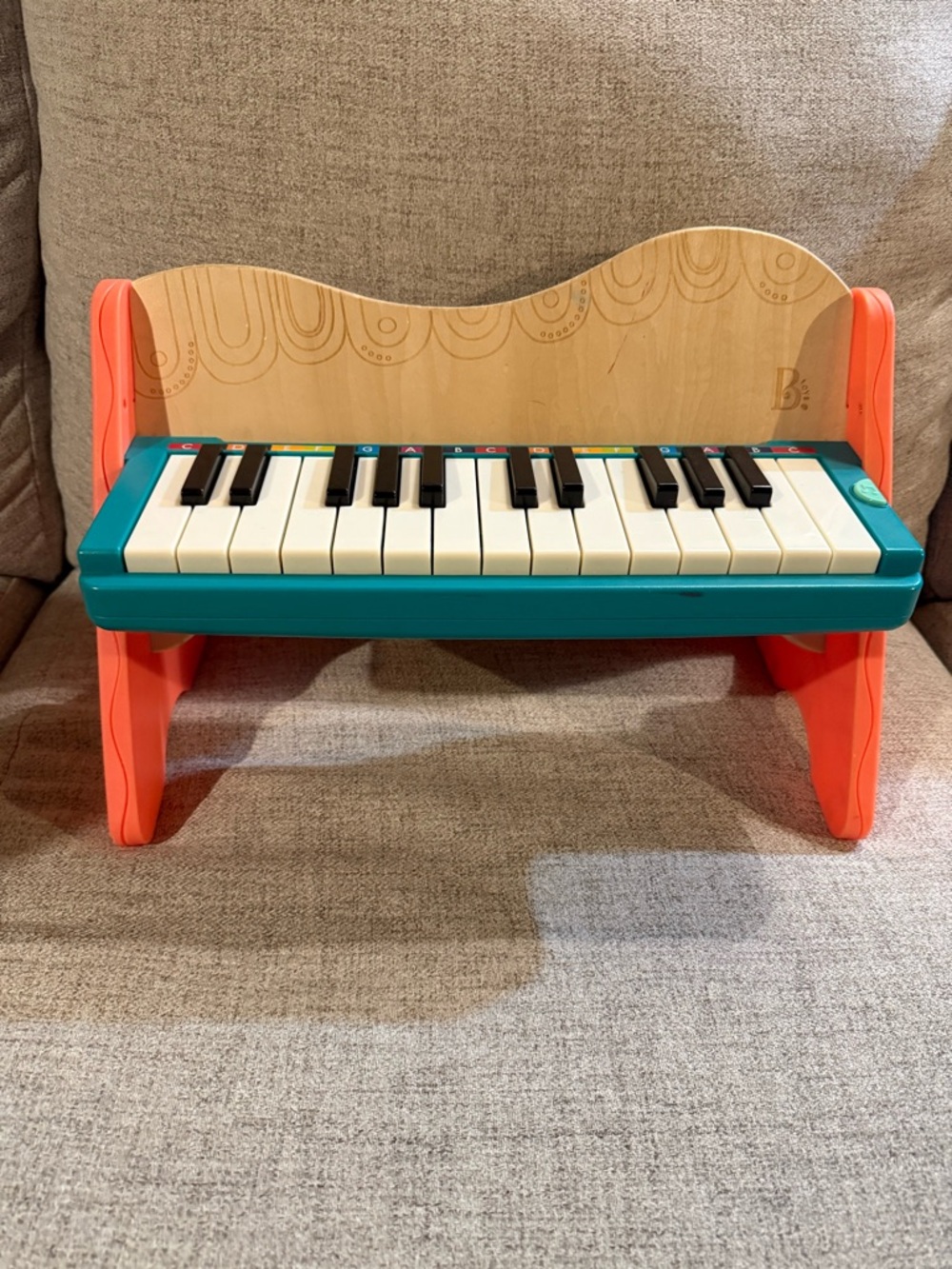 Kids Wooden Toy Piano - Teal & Coral